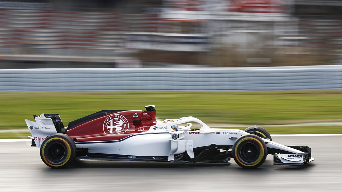 On a cold <a href="/Circuitcat_eng/">Circuit de Barcelona-Catalunya</a> for the first days of #F1Testing. After the first day with <a href="/Ericsson_Marcus/">Marcus Ericsson</a>, today is <a href="/Charles_Leclerc/">Charles Leclerc</a>'s turn. Enjoy the new #C37 in action! #AlfaRomeoSauberF1Team #Formula1 #LaMeccanicaDelleEmozioni