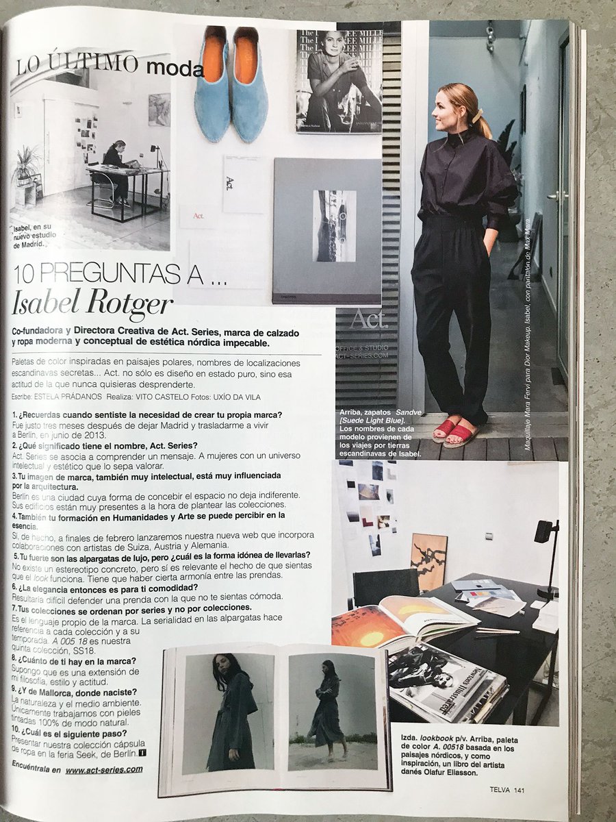 New feature and interview in the March 18 issue of Spanish magazine <a href="/telva/">Telva</a>. Thanks!