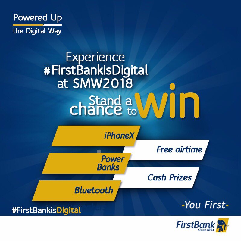 maziibe_'s tweet photo. Don’t forget to Join @FirstBankngr at the Firstbank White Lounge to interact with them whilst hoping to win gifts too.

Expo: There’s an iPhone X up for grabs today. 🏃🏽 

#FirstBankisDigital #FirstBankSMW #SMWLagos #SMWLagos2018 https://t.co/iI3mTDqkGX