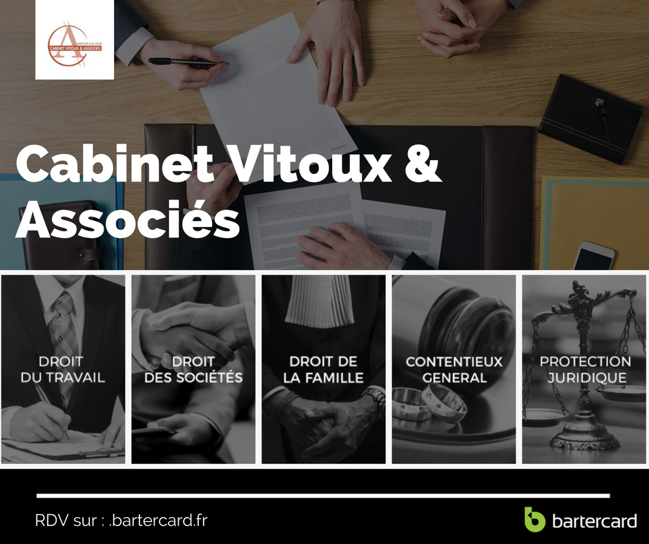 BartercardFr's tweet photo. Nous sommes fiers de vous présenter un membre de @BartercardFr , le @Cabinet Vitoux &amp; Associés, expert dans plusieurs domaines du droit privé. Tant en conseils qu'en contentieux, en droit du travail et des entreprises. #BartercardMember #OpenForTrade #Vitoux&amp;Associés https://t.co/T4Gk946N7J