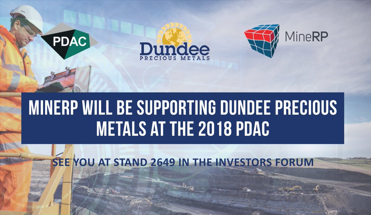 MineRP will be joining Dundee Precious Metals #DPM during the <a href="/the_PDAC/">The Official PDAC</a> starting on Sunday. Join us, and # Letstalkdigital! #mining #PDAC