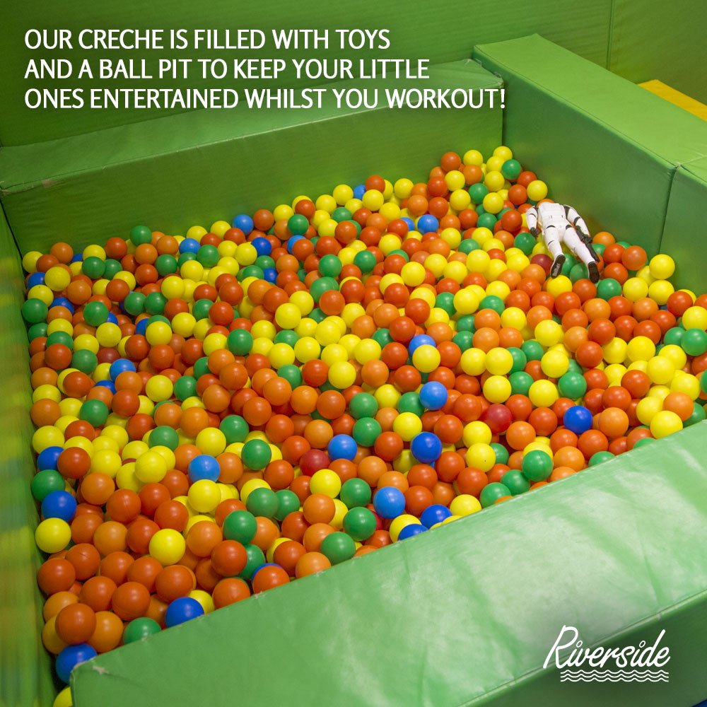 We know it can be difficult juggling a young family and fitting in time for exercise, so at #Riverside we have a fantastic #creche supervised by our lovely staff! The creche is filled with toys and a ball pit to keep your little ones entertained! riversidesports.co.uk/other/creche
