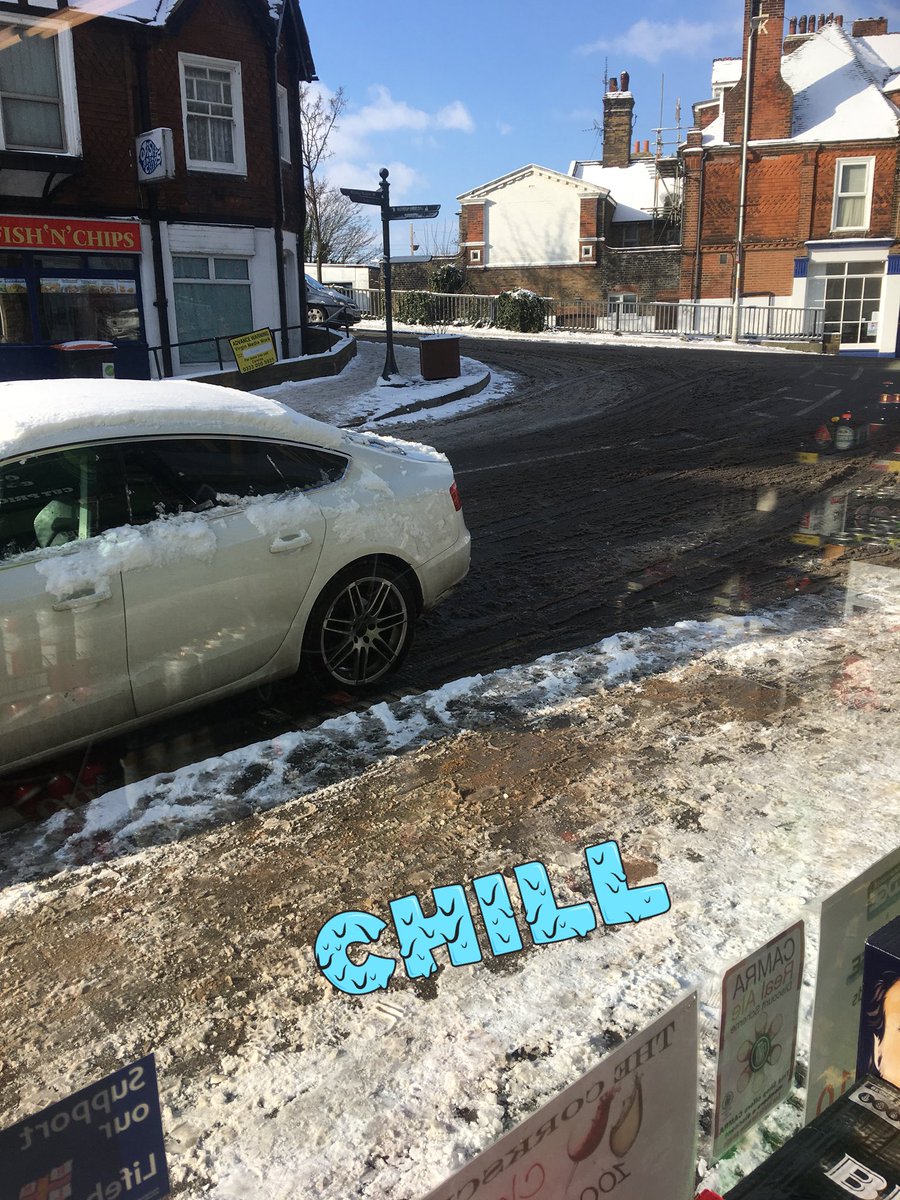 Bit of slushy snow this morning in Westgate-On-Sea, 
Be safe people 👍🏻