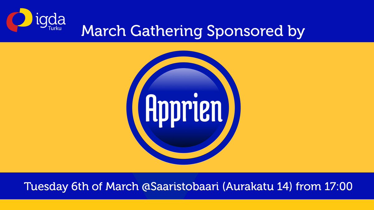 NatashaSkult's tweet photo. #Turku is having quite an active season with events :D
Next Tuesday (6th of March) we will be having an amazing guests from @apprien_pricing at our #IGDAFinland Turku Hub March gathering, see you there!
#gamedev #apprien #igdaturku #gathering #monetization #mobile https://t.co/JQTUORCruV