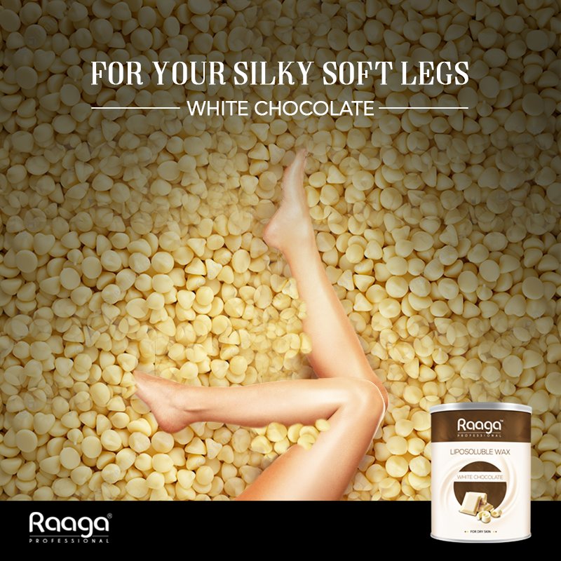 Raaga's Liposoluble wax enriched with real white chocolate removes your hair from the roots! #RaagaProfessional #LiposolubleWax #RaagaWax