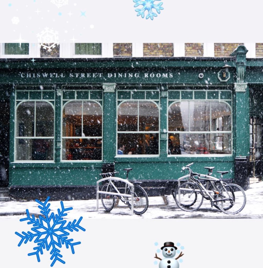 chiswelldining's tweet photo. Chiswell St in the snow ❄️ #keepwarm #londonsnow #snowday2018 https://t.co/oceWzOb9xD