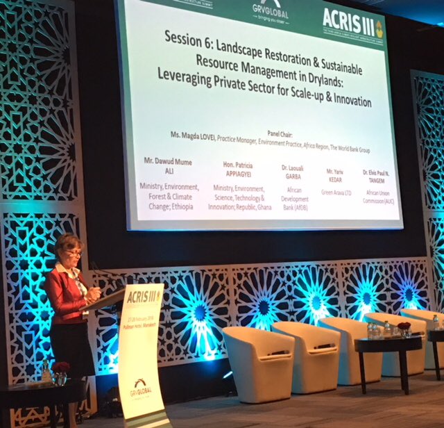 TerrAfrica's tweet photo. We only have a narrow window of opportunity to transform ecosystems and livelihoods as Africa’s population increases, and impacts from climate change become more visible. Magda Lovei, World Bank. #Resilience4Africa @WorldBankAfrica  @WBG_Environment https://t.co/6W6ACG3Txv