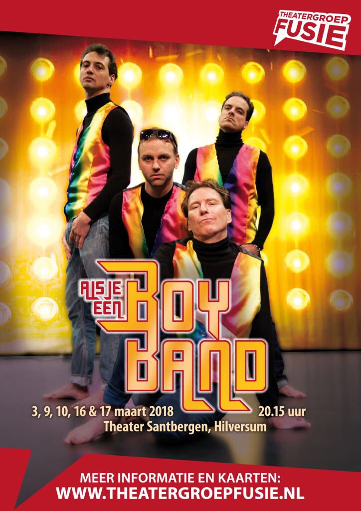 Uniek in #Hilversum De hilarische boy band Flash gaat weer optreden. Komt dat zien bij theatergroep de fusie! Première 3 maart aanstaande.
