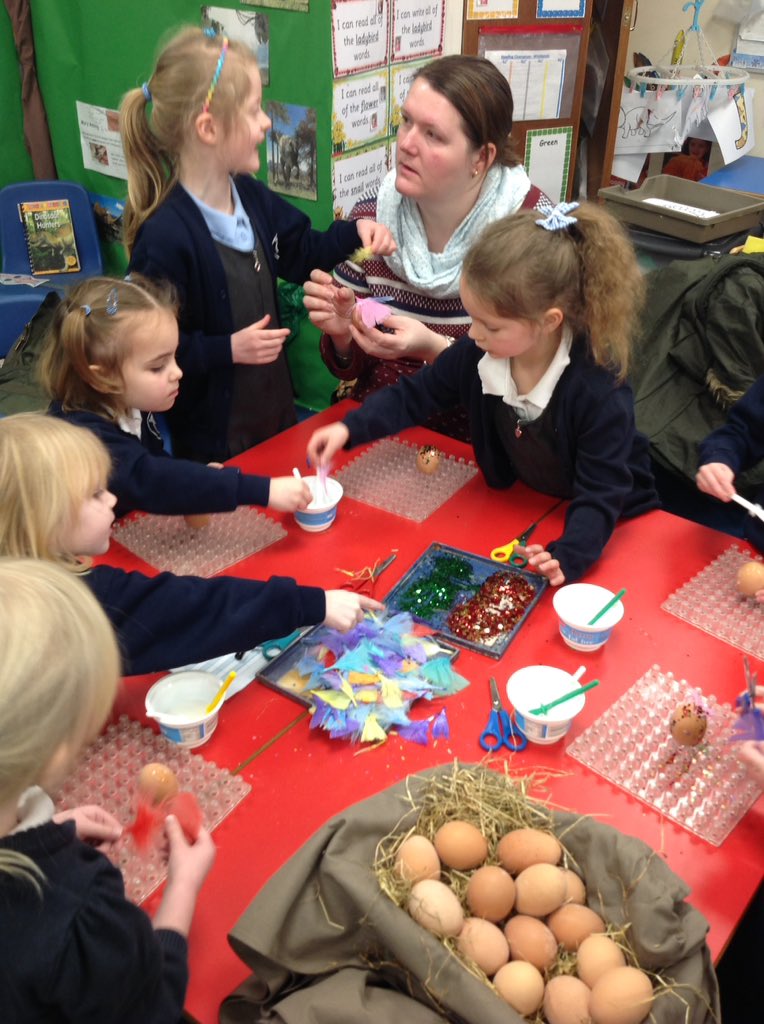 swallowdaleps's tweet photo. EYFS are creating the most fabulous dinosaur eggs. We're hoping the T-Rex baby doesn't hatch at school! #EYFSopenday #parentalengagement #imaginationstation https://t.co/9eQmjIjilJ