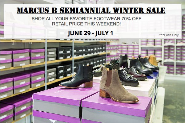 marcusbsale's tweet photo. COME SHOP OUR SEMIANNUAL WHOLESALE OF SHOES FROM NEXT THURSDAY JULY 29 - SATURDAY JUNE 1. ALL SHOES ARE 70% OFF! CASH ONLY https://t.co/4aAYteV0b0