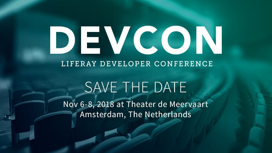 Liferay's tweet photo. It's official! We'll be back in The Netherlands for #LRDEVCON 2018! Join us from Nov 6-8 @meervaart in Amsterdam. Check out the 2017 recap: https://t.co/CppXISdMxI. #TechEvent https://t.co/ASXVOpimkw