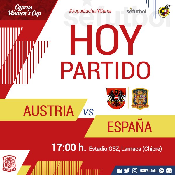 Selección Española de Fútbol on Twitter: ¡CORRE VOZ! Emitimos 📺 EN STREAMING el 🇦🇹🆚🇪🇸 desde las 17h.🕠 en https://t.co/bOzaKKwQtR ¡Haz RT🔄 y que se entere todo el mundo! #⃣ JugarLucharYGanar