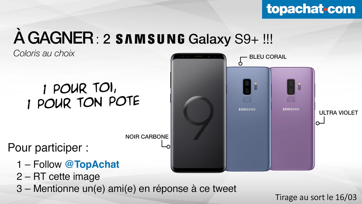TopAchat's tweet photo. Ils sont pour qui ces #GalaxyS9 + ? 😍
Go go #RT !

https://t.co/LwWamUoe7B https://t.co/XKwHhsxqD8
