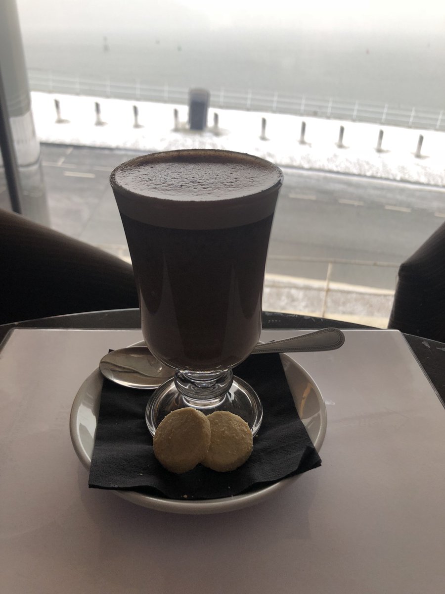 What better way to warm yourself up on a freezing cold day like today than our delicious Hot Chocolate☕ Also you can have a front row view of all the action!!❄️#snow #Plymouth
