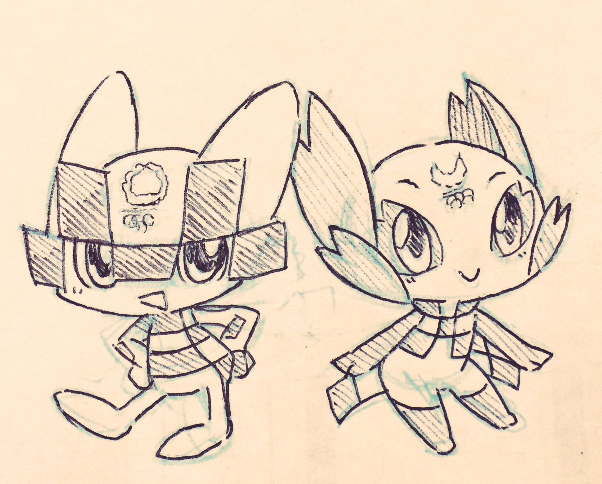 かたなぎ در توییتر オリンピックのマスコットキャラのア案が可愛かったので衝動描き