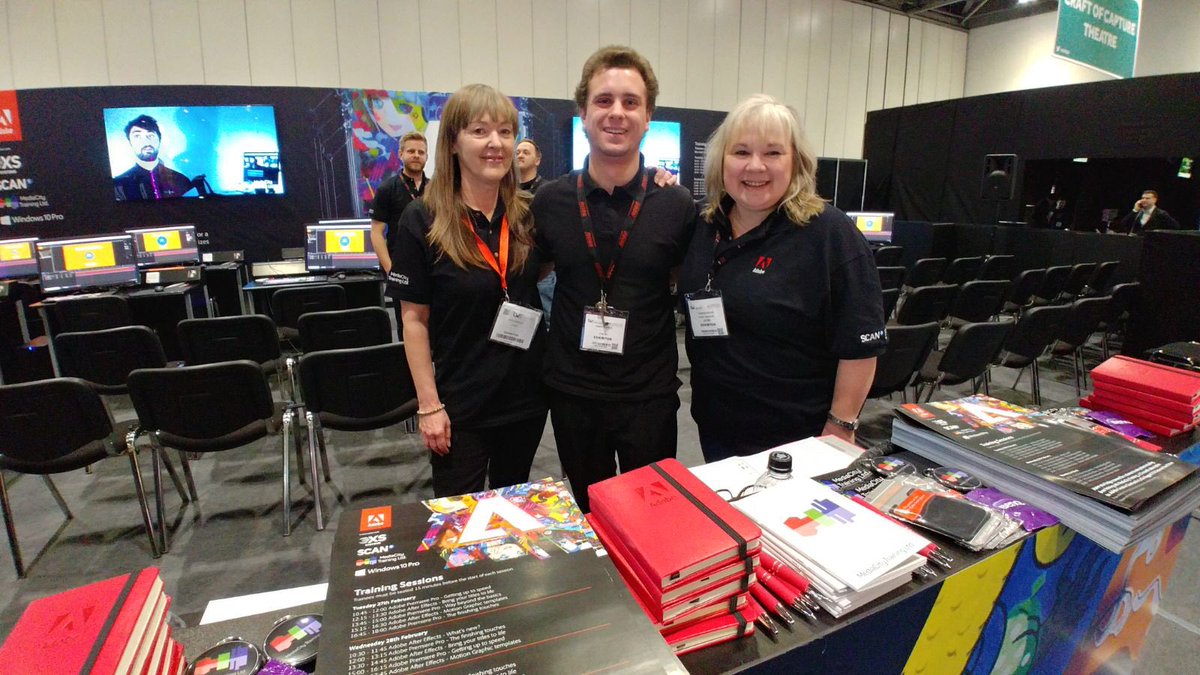 mctraininguk's tweet photo. Good morning all! Day 2 #bve18 @BVExpo come down & see our smiling faces at @AdobeUK @Adobe theatre/stand! Come chat to us & don’t forgot to come book a session with us all day the next 3 days for FREE training!
📷 by @thepremiereguy
#MediaCityTraining #Adobe #Eventforce #scan https://t.co/sib3wbytMj