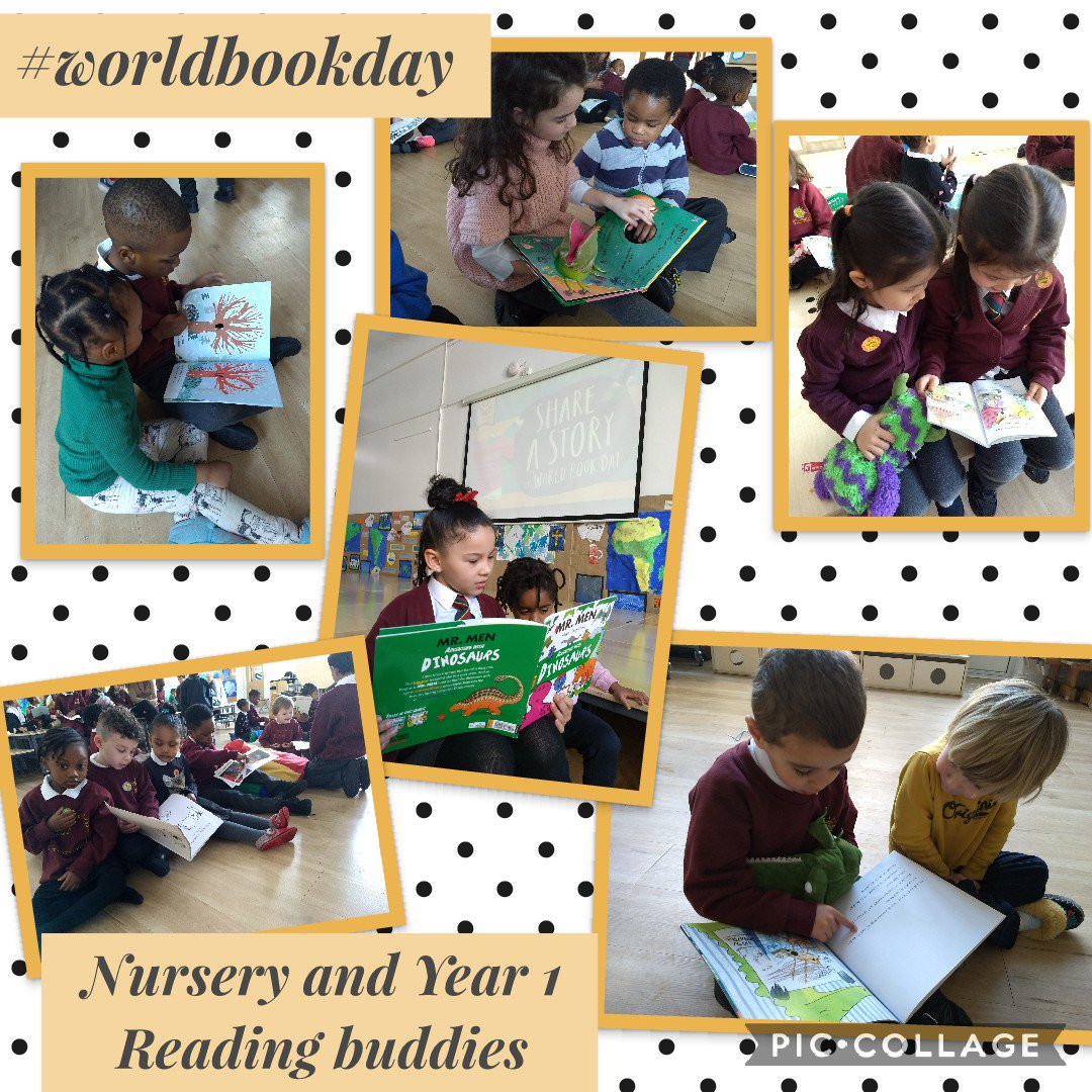 St_JamesYear2's tweet photo. Want to share a book? Read with a buddy. Nursery and year 1 sharing the love of reading toegther #worldbookdayprep #readingisfun #shareabook #readwithabuddy https://t.co/SV8YvKCCVt