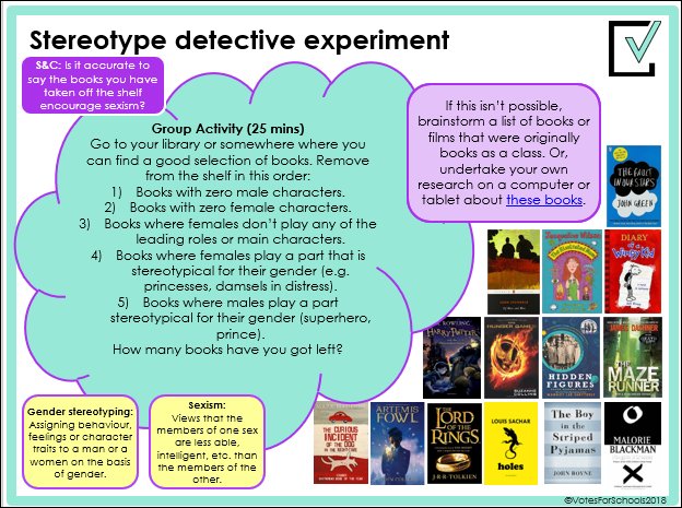 Free lesson plans for #ks1 #ks2 #ks3 to help children explore gender bias in books, stereotypes, and why they matter. #worldbookday