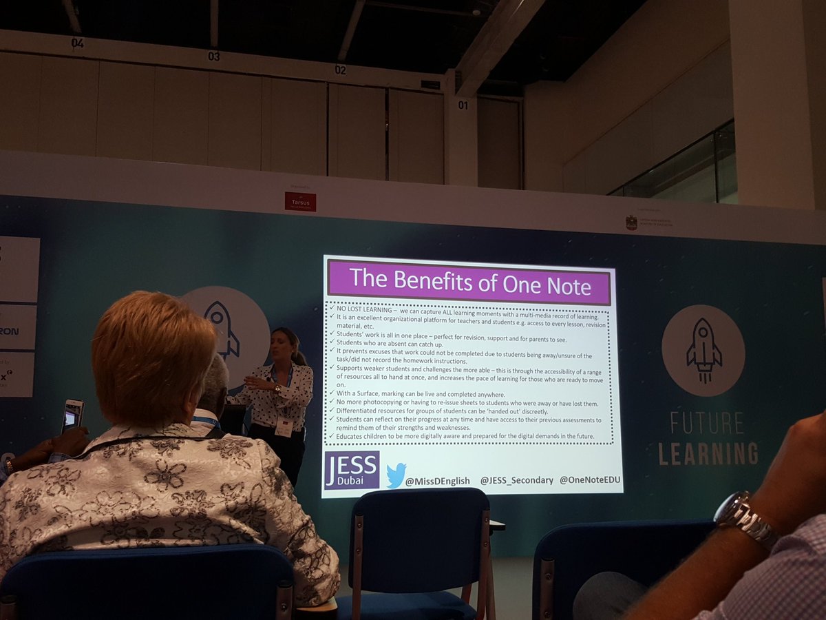 Fantastic talk by <a href="/MissDEnglish/">MissD</a> on the power of <a href="/OneNoteEDU/">OneNote Education</a> in the schools as a digital teacher planner, for collaboration, digital student portfolio, content library and much more. <a href="/JESS_Secondary/">JESS Secondary</a> #GESS2018
