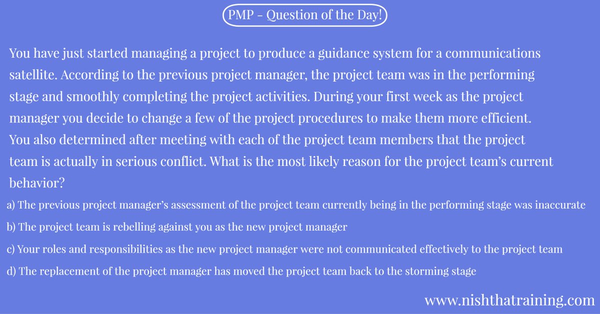 nisthatraining's tweet photo. #PMP #Exam #Sample #Question https://t.co/Ndg8BDW2tI