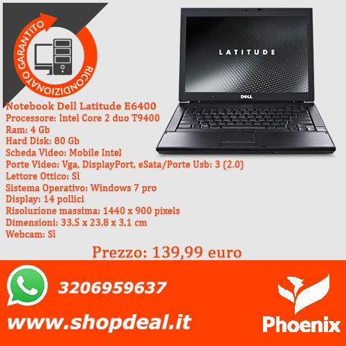 Shopdealpc's tweet photo. Buongiorno a tutti 😁
Notebook Dell E6400 a 139,99 euro ✅
Tutte le caratteristiche in foto e Batteria non garantita. #shopdeal #notebook #dell #ram #harddisk #deals #offerta #refurbished #angri #italia https://t.co/bABbC8Y2lz