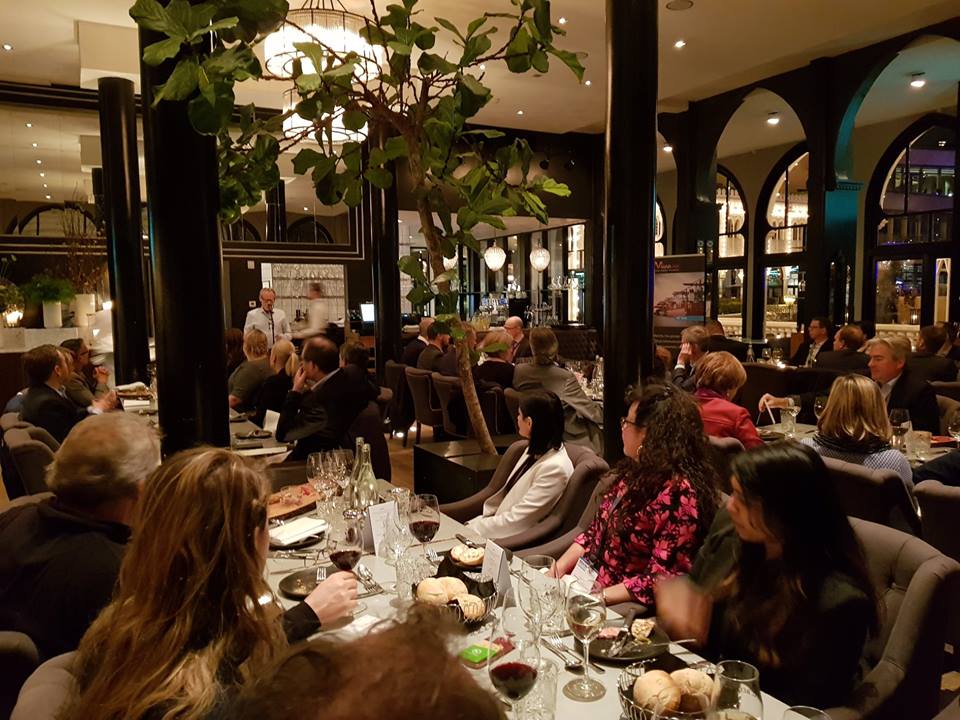 TheDigitalShip's tweet photo. Martime Professionals Networking while enjoying a delicious meal at the #ishipping Copenhagen Gala Dinner last night. With special thanks to our sponsor @Marlink_News https://t.co/yyWMZowOsx