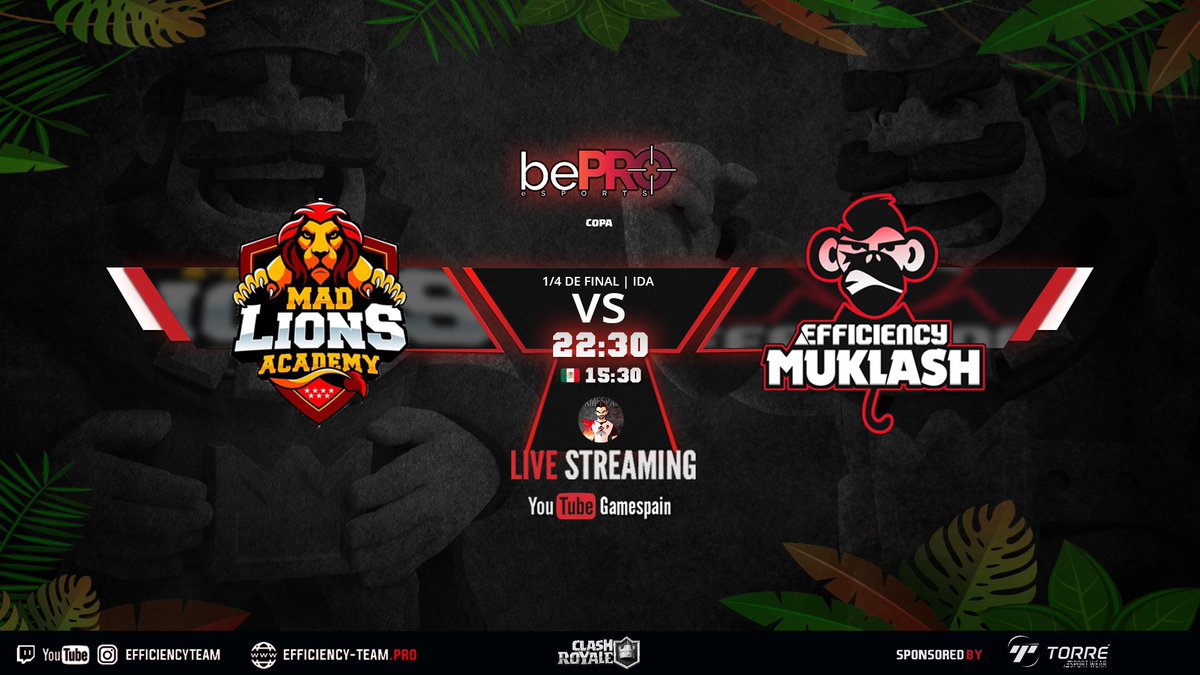 Efficiency_team's tweet photo. #ClashRoyale 🏆 @BeproEsports

Grupo C
📅 Cuartos de final (Ida)
🆚 @MADLionsAcademy
⏰ 22:30 (🇲🇽 15:30) 
📺🎙@gamespain_jota > https://t.co/diicPZhRvz 

¡Duro partido ante un gran rival! ¡Vamos monos! Queremos revancha! 💪🏾

#CabalgandoJuntos
Go @Muklash__ 🐒 https://t.co/ZKWQctqYQT