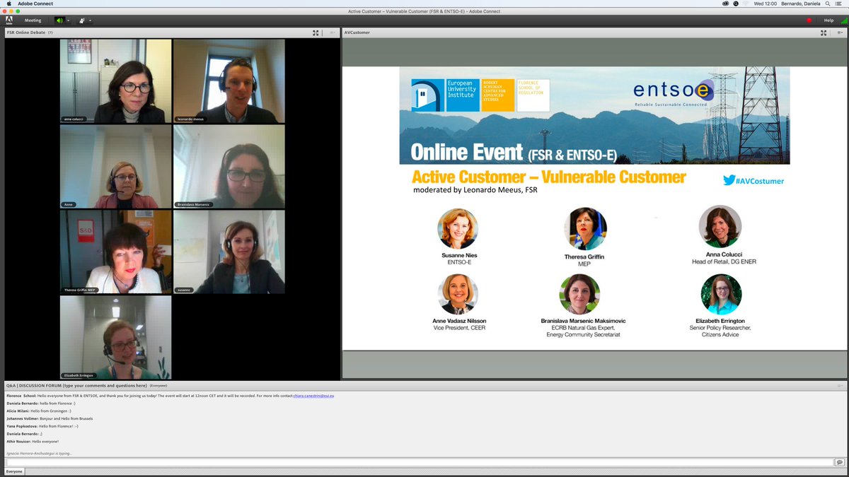 EUI_FSR's tweet photo. It's started! Online event: Active Customer – Vulnerable Customer (FSR & ENTSO-E) https://t.co/xz3MqFmN8J #AVConsumer https://t.co/0VpQCrcu05