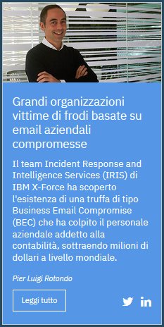 PGRotondo's tweet photo. Grandi organizzazioni vittime di frodi basate su email aziendali compromesse.
Leggi il mio articolo su IBM thinkMagazine https://t.co/VtCBiBTRSf https://t.co/H0EXHyTEIH