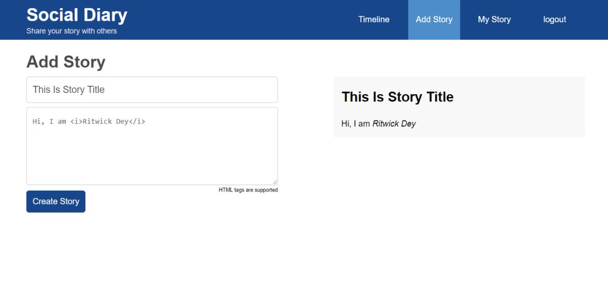 GitHub - ritwickdey/social-diary: A simple story app where people can ...