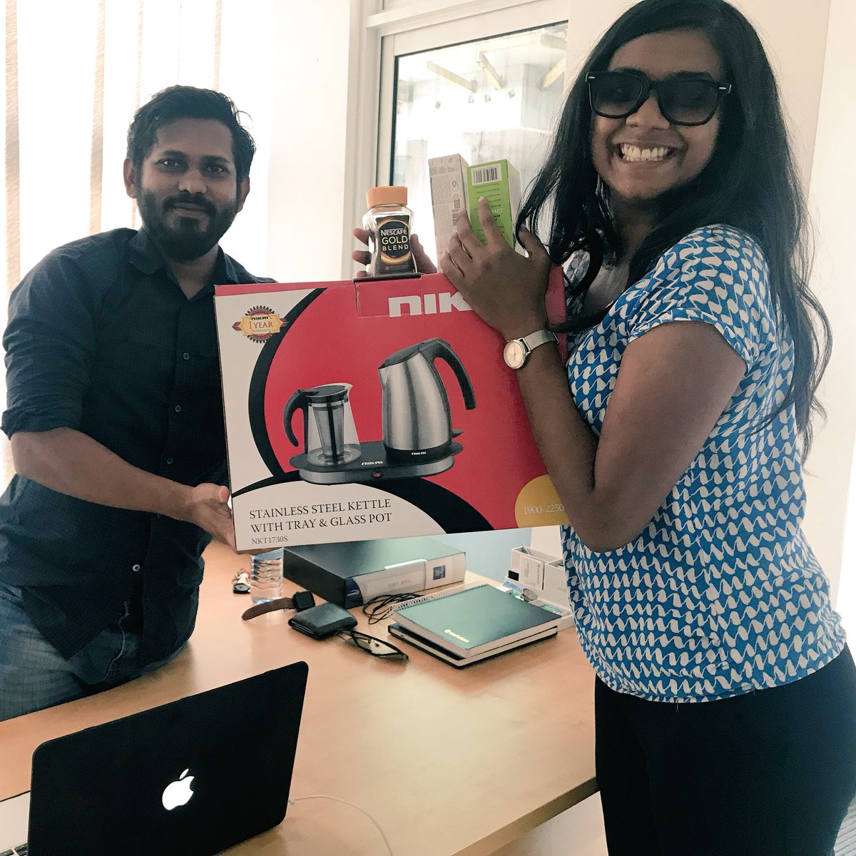 BlazonMV's tweet photo. @SaajiMV foundation donates a kettle, glass pot, tea and coffee to help #TeamBlazon with #SaiCofeeCrisis. Thank you #SaajiFoundation ๐ https://t.co/7sCfecgRA7