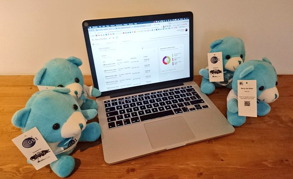domguinard's tweet photo. Had a lot of fun introducing Barry at #GS1globalforum18 - the world first bear to have a unique GS1 URL, to be PoS and consumer friendly and to have it's traceability data connected to the blockchain via @EVRYTHNG #borndigital #IoT https://t.co/8Hm3k34NQn