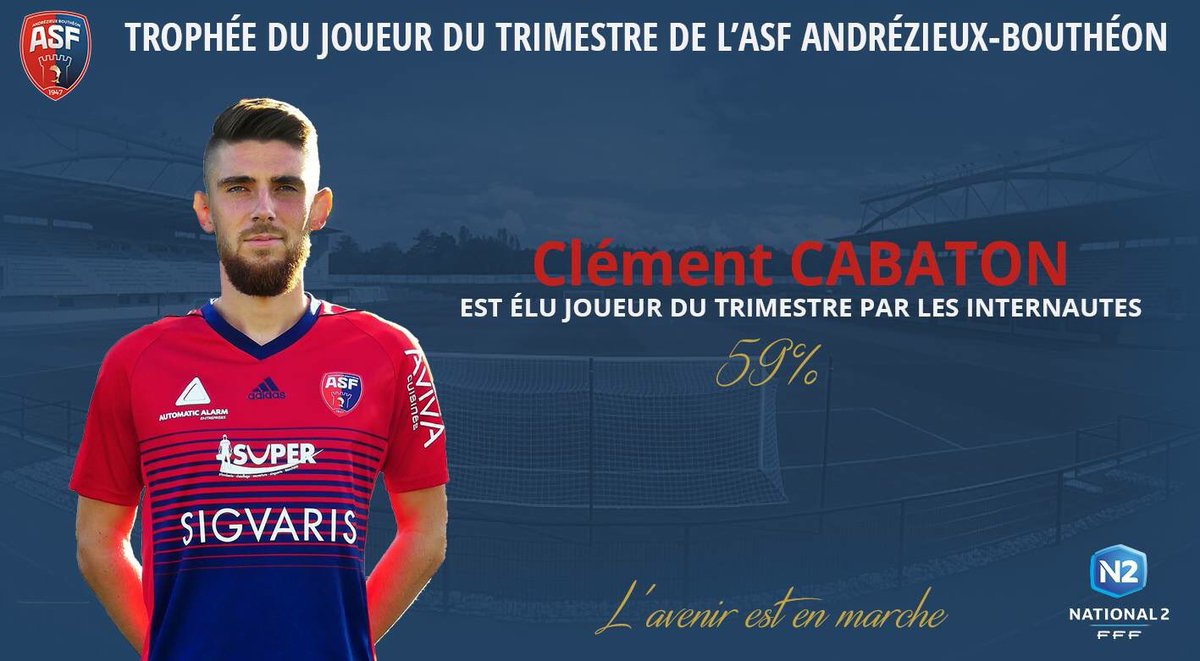 andrezieuxbthfc's tweet photo. Clément #Cabaton a été désigné joueur du trimestre de l'ASF🏆 par les internautes ! Remise du trophée demain chez notre partenaire #LaMèreGrenouille 🐸 !
Plus d’infos🌎-> https://t.co/fc4k6HYhBz
#TeamASF🔴🔵 #National2🏆 https://t.co/0GnWj9CggE