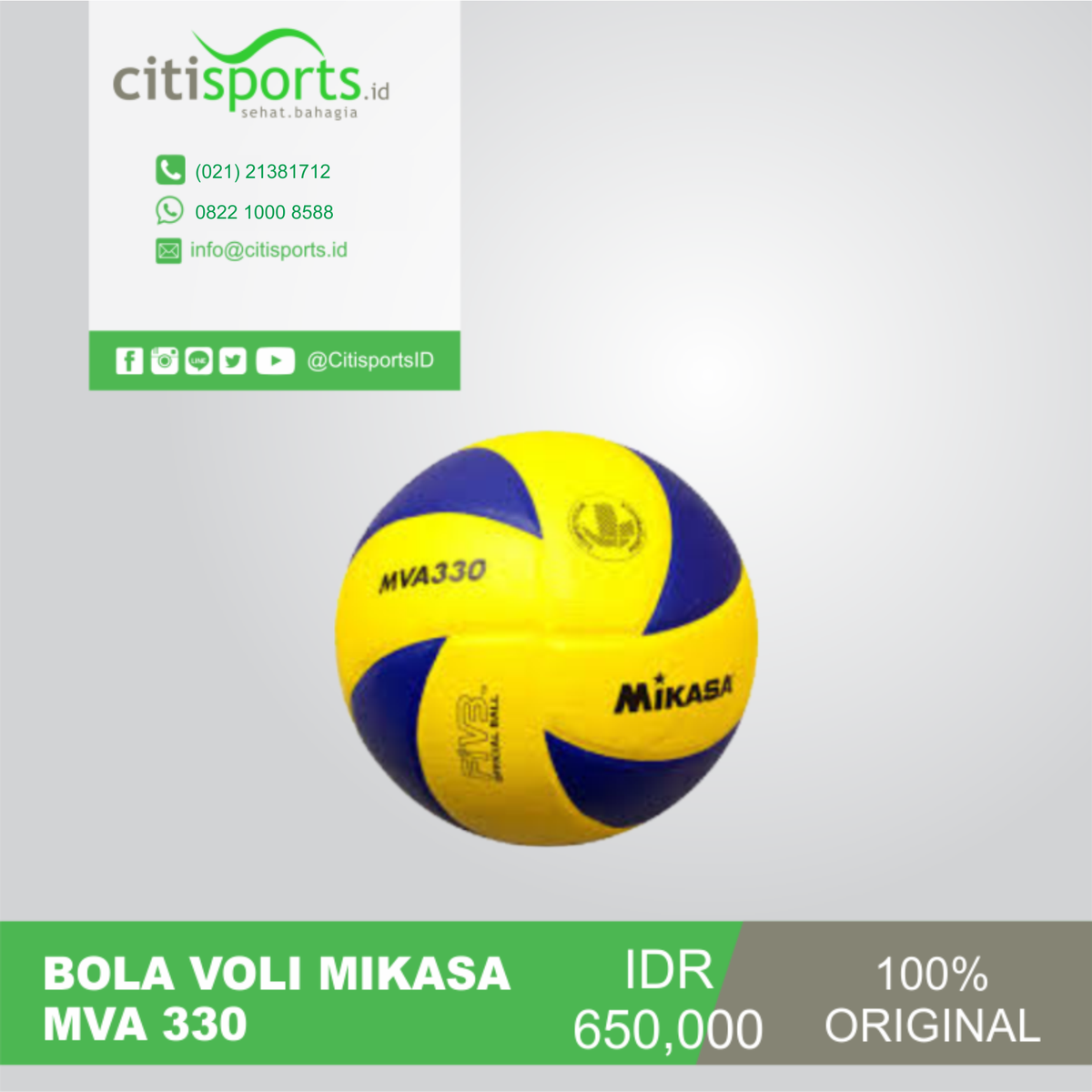 CitisportsID's tweet photo. Salam olahraga !

BOLA VOLI MIKASA MVA 330 . Bersandart National competition berat 4.5 lbs mempunyai tekanan 0.3-0325 kgf/cm2 dan tentunya 100 % ORIGINAL 
Hubungi dan dapatkan segera !
#citiports #olahraga #voli #volleyball #bola #malam #olahragamalam #indonesiaku #mikasaackerman https://t.co/83Cn0oJm71