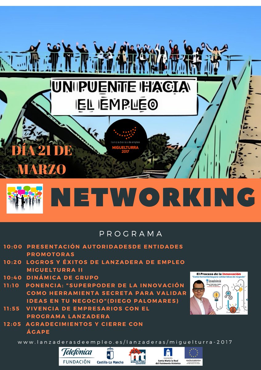 ¡¡¡EMPRESARIOS/AS!!! La Lanzadera de Empleo está organizando un EVENTO NETWORKING de interés para el sector empresarial de Miguelturra y provincia. ¡ANÍMATE! Más información en cartel adjunto, Plazas limitadas. Confirmar asistencia: 926 24 11 11 (Extensión 7001). Día 21 de Marzo.
