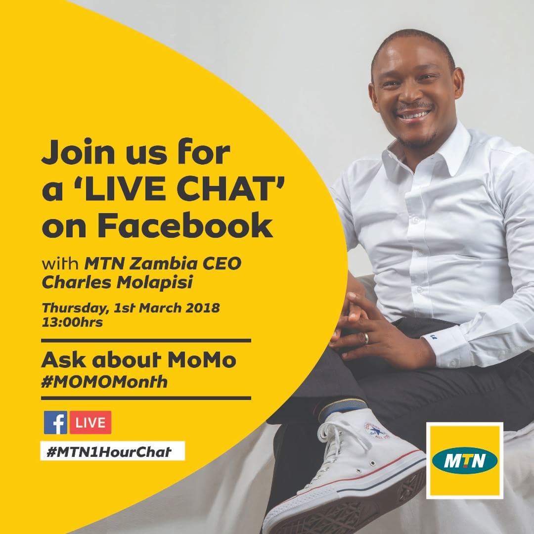 Charles16635074's tweet photo. Join us tomorrow as we discuss MTN Mobile Money, Data and other excting products and services. We are Zambia's Number 1 Network. https://t.co/ZBBblbdWGi
