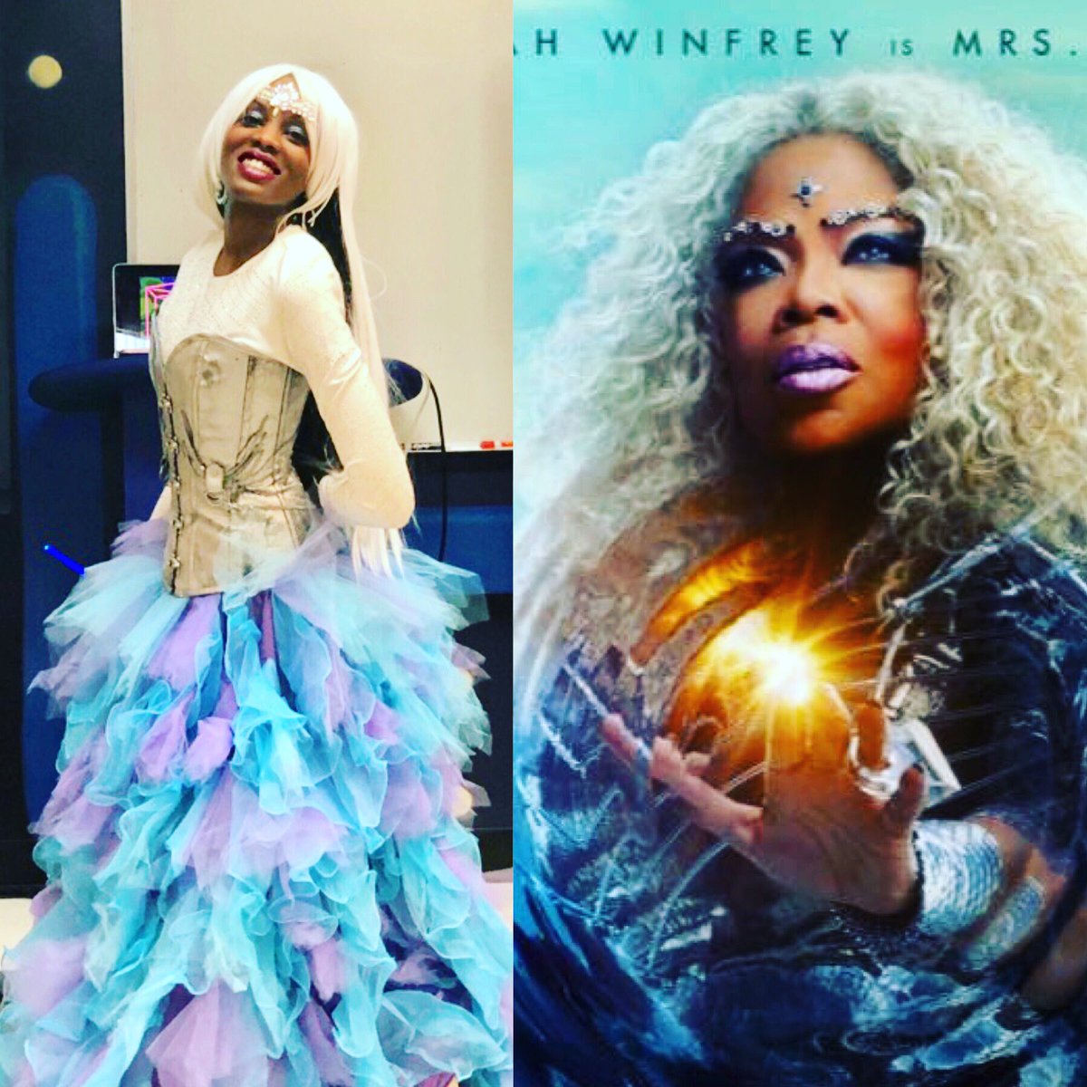 drvcjones's tweet photo. My cosplay version of Mrs. Witch from @WrinkleInTime - I tried it🤣. Anything for the kids 😃!
.
@ava @oprah @mindykaling @stormreid @gugumbatharaw @rowanblanchard @disneystudios
#wrinkleintime #disney #mrswitch #cosplay #iteachmath
#whattheteacherwore https://t.co/NwOPmZ4tQW