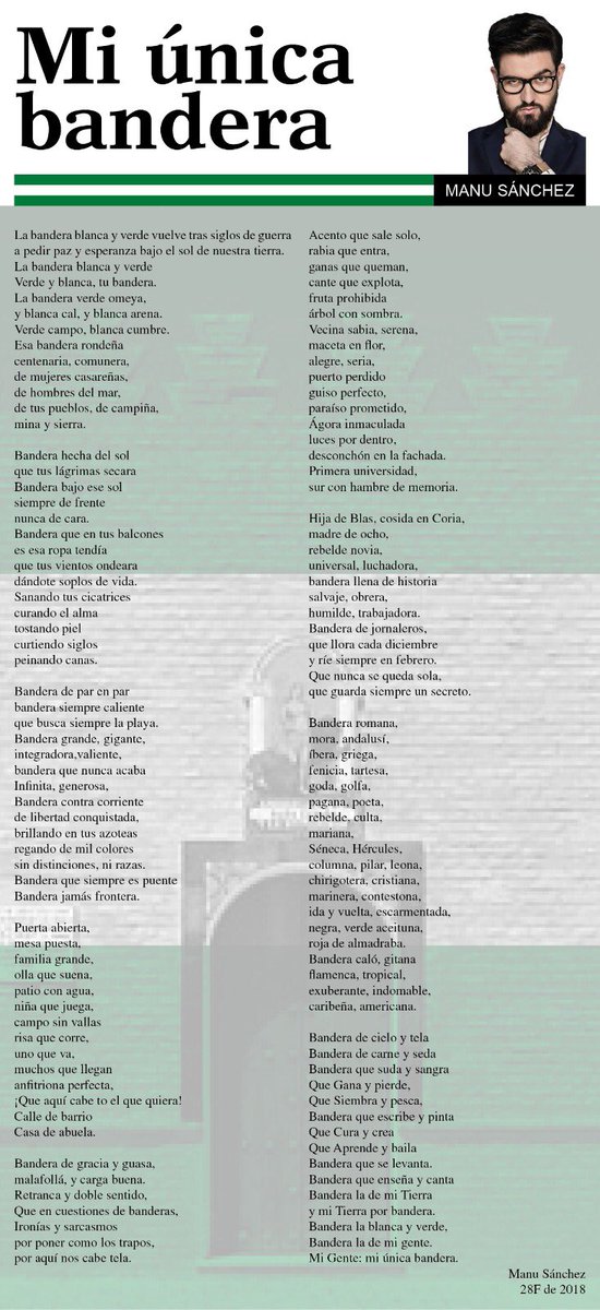💚💚MI ÚNICA BANDERA💚💚
¡¡FELIZ DÍA DE ANDALUCÍA!!
¡¡VIVA ANDALUCÍA ALEGRE!!
¡¡VIVA ANDALUCÍA VIVA!!
¡¡VIVA ANDALUCÍA SIEMPRE!!
#28F #DíaDeAndalucía 
cadenaser.com/emisora/2018/0…