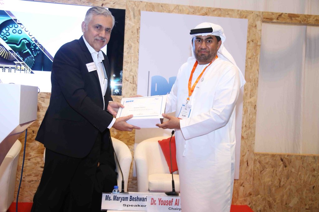 Shashank Vengsarkar, Managing Director, Dohler Middle East LTD, receiving a certificate of appreciation for his contribution.
.