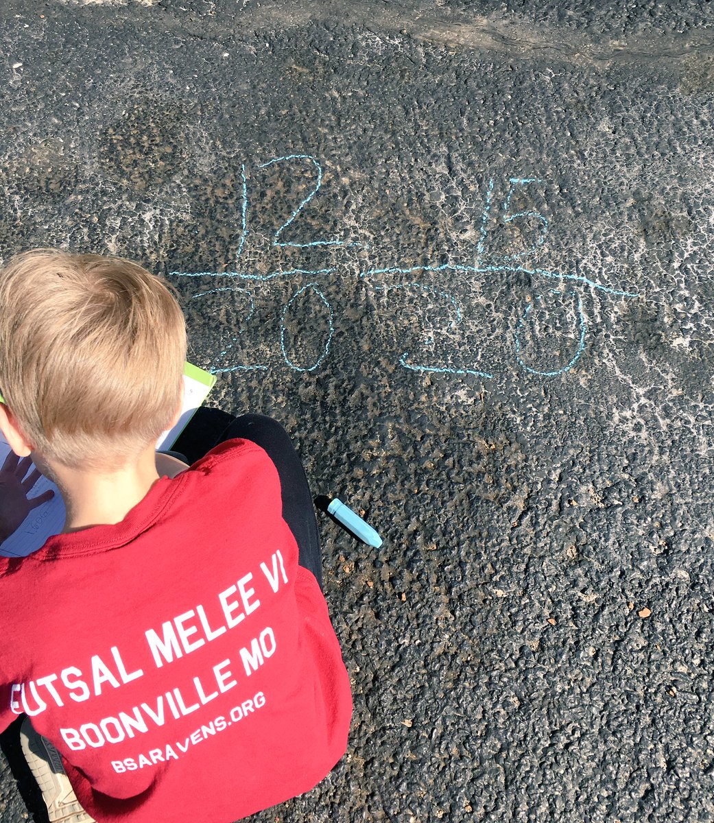 MsJennaGermer's tweet photo. Having fun in the sun practicing finding common denominators! ☀️ #outdoorlearning #engagingandfun #belairbulldogs https://t.co/yA5CHdXQHw