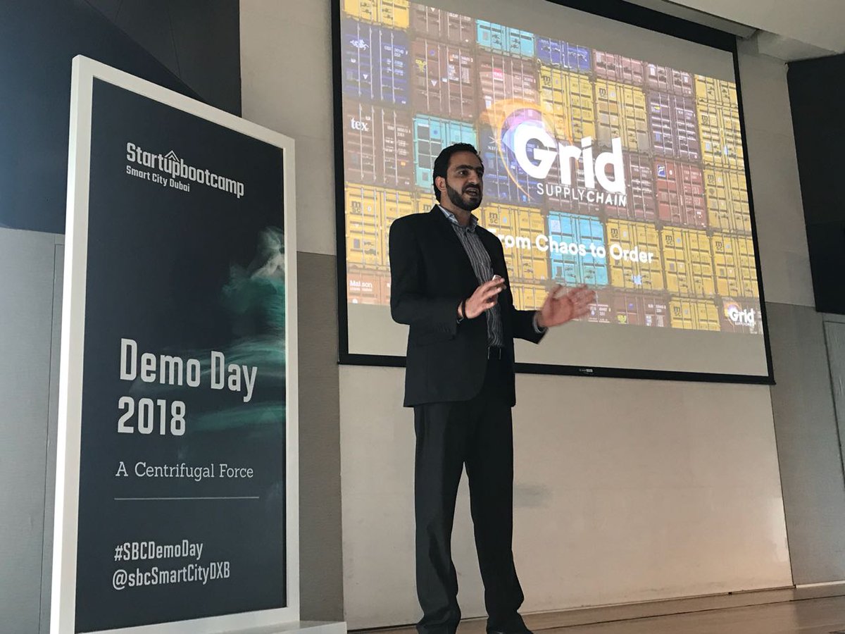 SBC_Dubai's tweet photo. @ShishinyEhab founder of @sc_grid is taking the stage by the storm explaining their cutting edge technology reshaping the way Cargo's moving around the world #SBCDemoDay #SBCSmartCityDXB https://t.co/oVr4npslZ3
