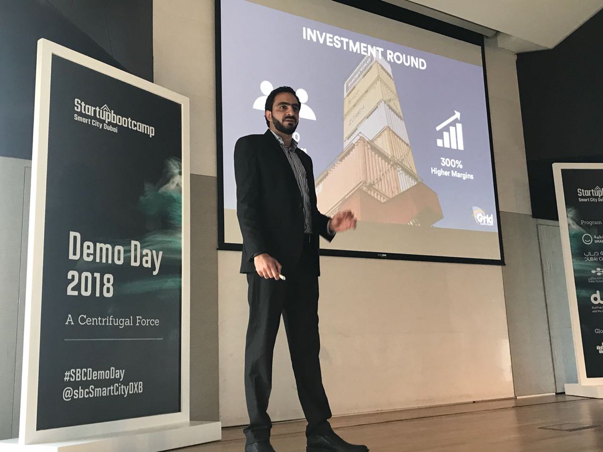 SBC_Dubai's tweet photo. @ShishinyEhab founder of @sc_grid is taking the stage by the storm explaining their cutting edge technology reshaping the way Cargo's moving around the world #SBCDemoDay #SBCSmartCityDXB https://t.co/oVr4npslZ3