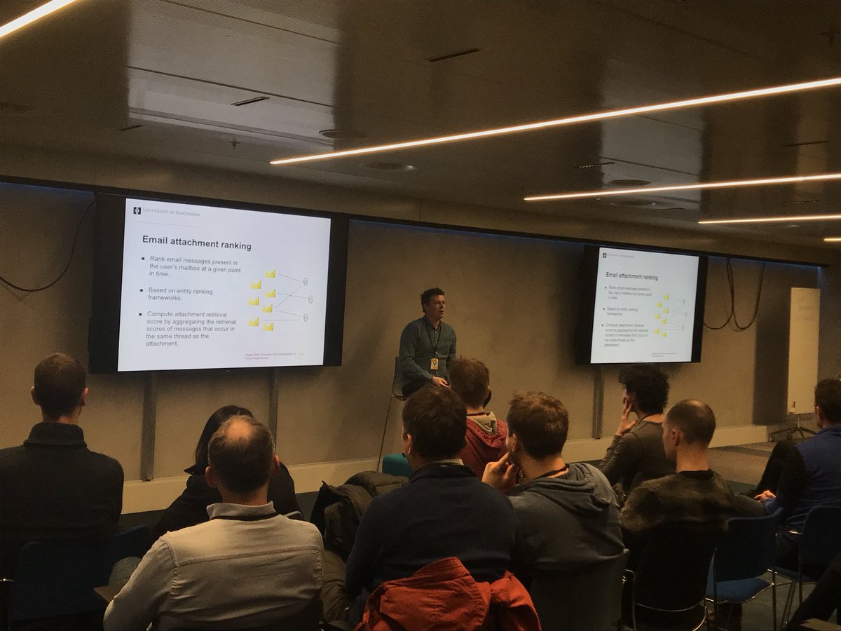 RecSys Nederland (@recsysnl) on Twitter photo Now in #recsysnl meetup: <a href="/cvangysel/">Christophe Van Gysel</a> talking about email attachments recommendations #recsys Now in #recsysnl meetup: <a href="/cvangysel/">Christophe Van Gysel</a> talking about email attachments recommendations #recsys