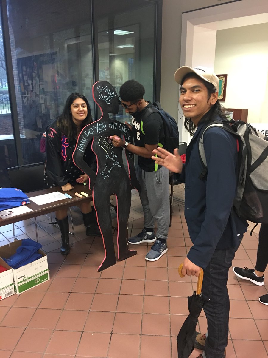 It may be raining, but we just have too many shirts to give away! Find us in Hughes-Trigg from 11-1pm! #CantStopWontStop #WomensSymposium2018 #HitLikeAGirl @SMU_WomenLGBT