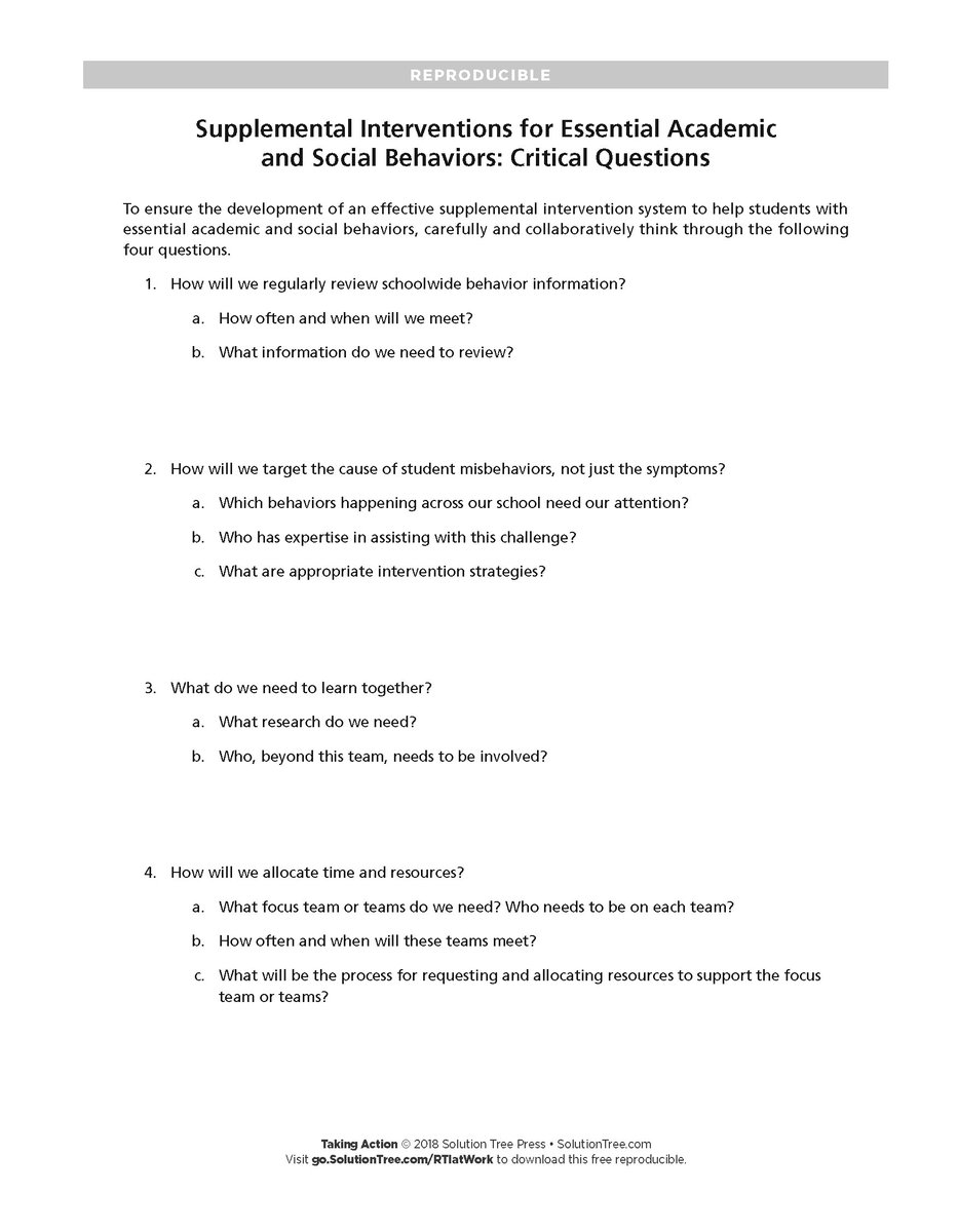 SolutionTree's tweet photo. 4 critical Qs when developing an effective supplemental intervention system for essential academic/social behaviors: https://t.co/ilpTeaNszL https://t.co/dppfMhMxUj