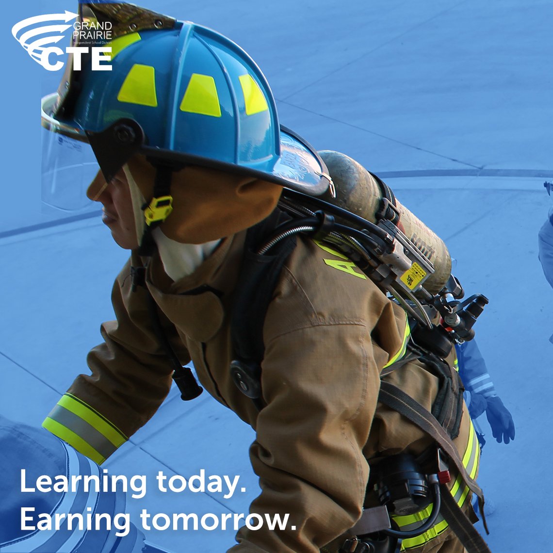 grandprairieisd's tweet photo. "The Firefighter Academy at @SGPHS is an exciting and challenging program and has taught me a variety of hands-on skills to prepare me for a future career as a fireman." - Isaiah (11th Grade) #CTEStudentSpotlight #CTEMonth #LearningTodayEarningTomorrow #MovingEducationForward https://t.co/XlWK8onOKI