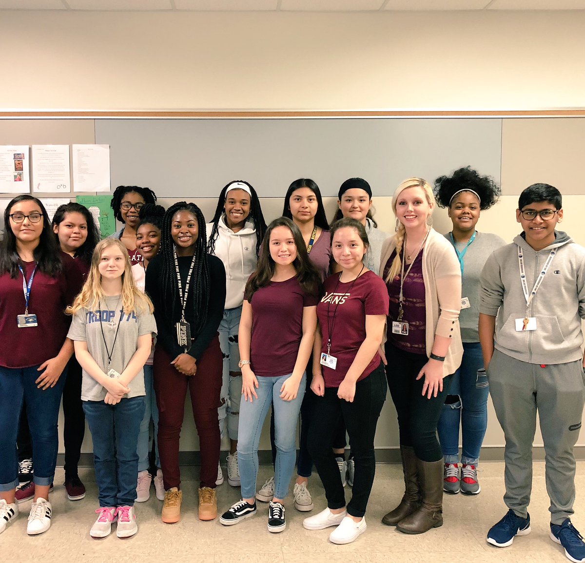 AVID wearing maroon, burgundy, and silver to show our love and support for Stoneman Douglas returning to school today. #hebron9 #muchlove #StonemanDouglasHS