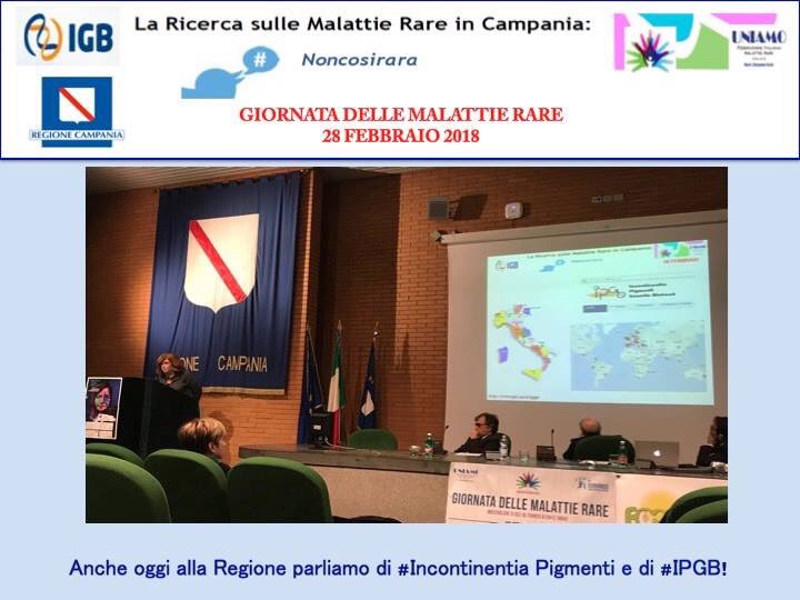 IpgbCnr's tweet photo. #RareDiseaseDay2018 #GiornataMalattieRare #IGB#cnr #IncontinentiaPigmenti @IpgbCnr #regionecampania https://t.co/gJuTGFCrjr
