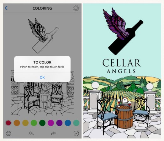 Waiting for your #lunch date?  Get the #ColorofWine app and start coloring the Cellar Angels page, we will give you a $10 gift card if you share your finished page using #CellarAngelsLove on Instagram! Here's now: bit.ly/color-cellar-a…