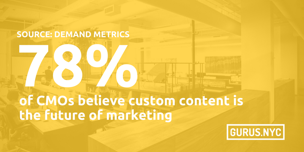 GurusNYC's tweet photo. 78% of CMOs believe custom #content is the future of marketing #ContentMarketing #MarketingStatistics https://t.co/WUZuLGxVwG